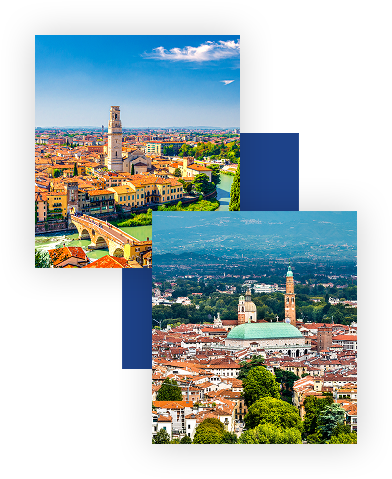 Insieme immagini raffiguranti città con vista dall'alto